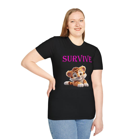 Princess Grace Survive Tiger Design Unisex Softstyle T-Shirt  Cute Animal Graphic Tee