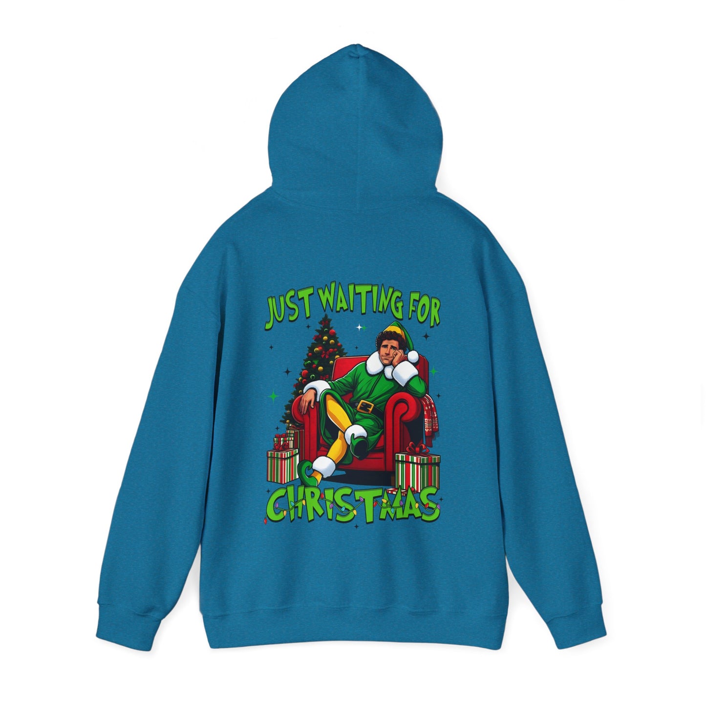 Christmas Vibes Unisex Heavy Blend™ Hooded Sweatshirt - Just Waiting for Christmas Design