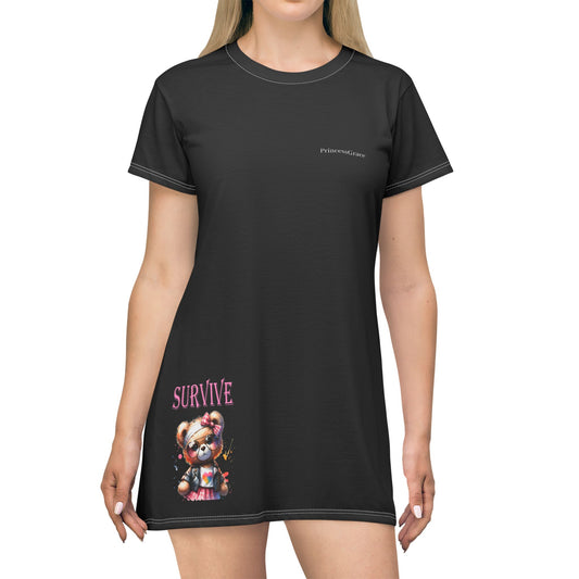 Princess Grace Cute Black Survive  T-Shirt Dress