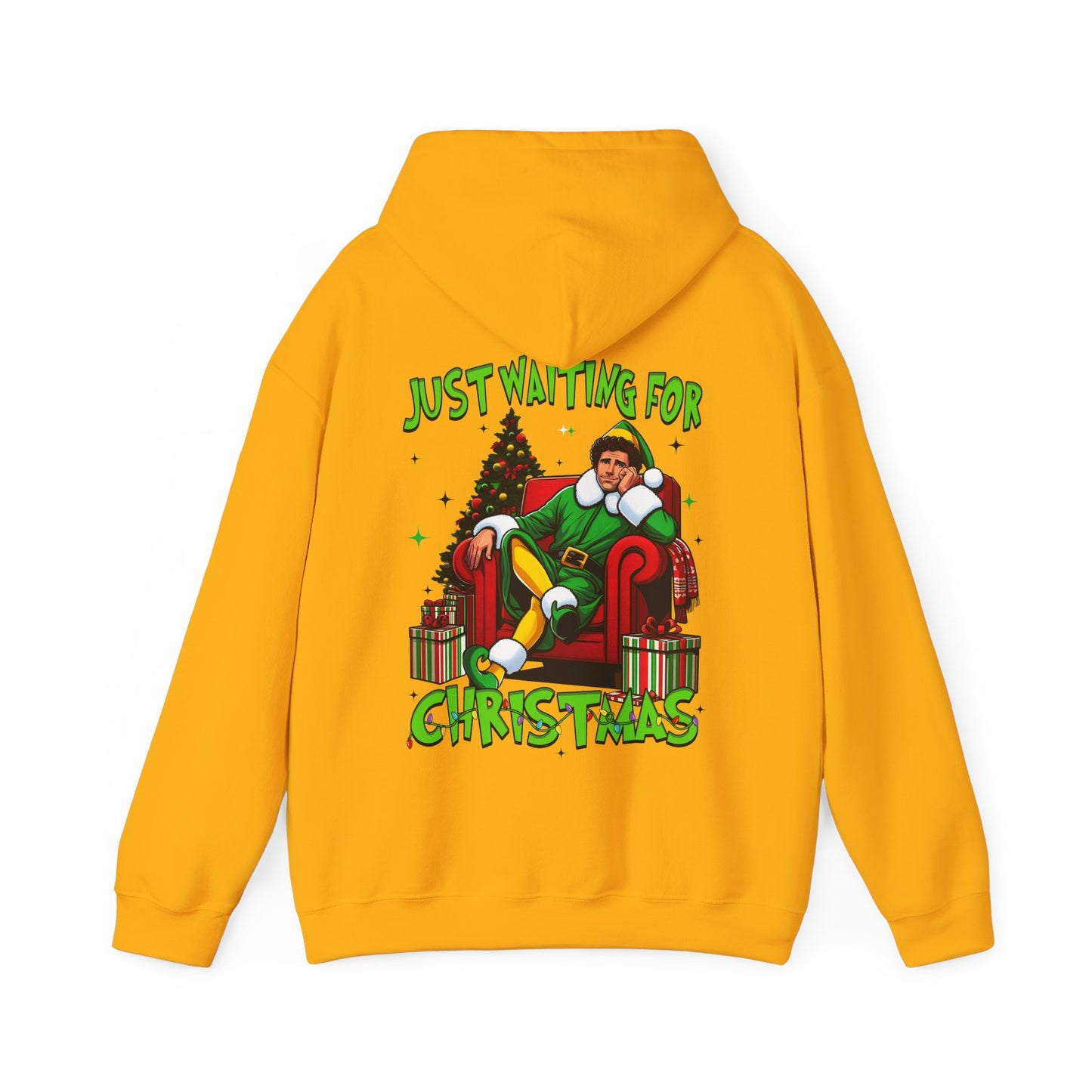 Christmas Vibes Unisex Heavy Blend™ Hooded Sweatshirt - Just Waiting for Christmas Design