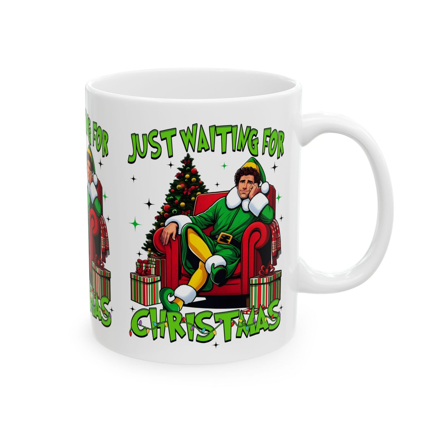 Princess Grace Funny Christmas Ceramic Mug - 'Just Waiting for Christmas'