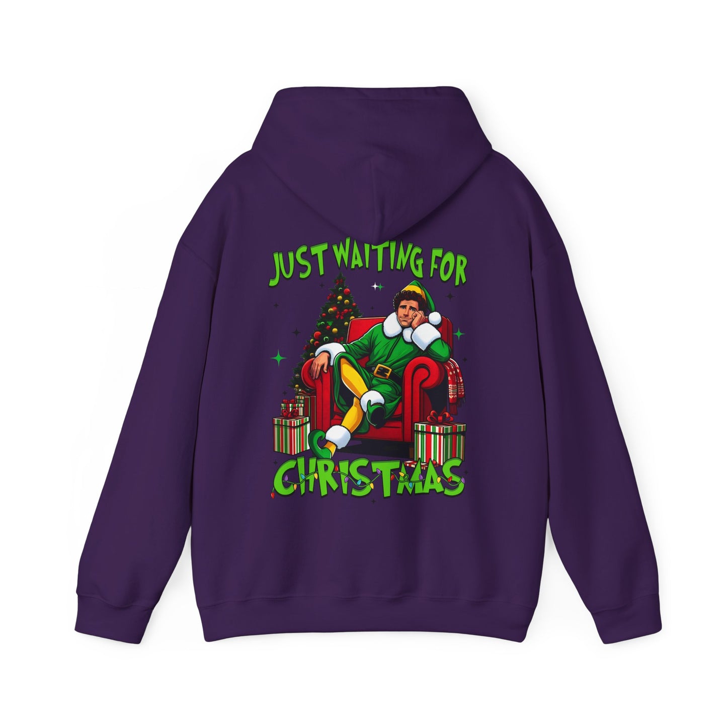 Christmas Vibes Unisex Heavy Blend™ Hooded Sweatshirt - Just Waiting for Christmas Design