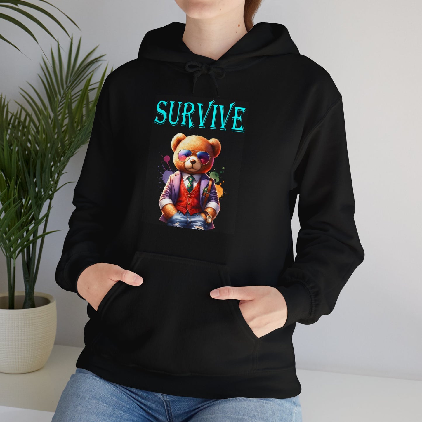 Princess Grace Survive Bear Unisex Heavy Blend™ Hooded Sweatshirt | Fun and Cozy Streetwear for All Occasions