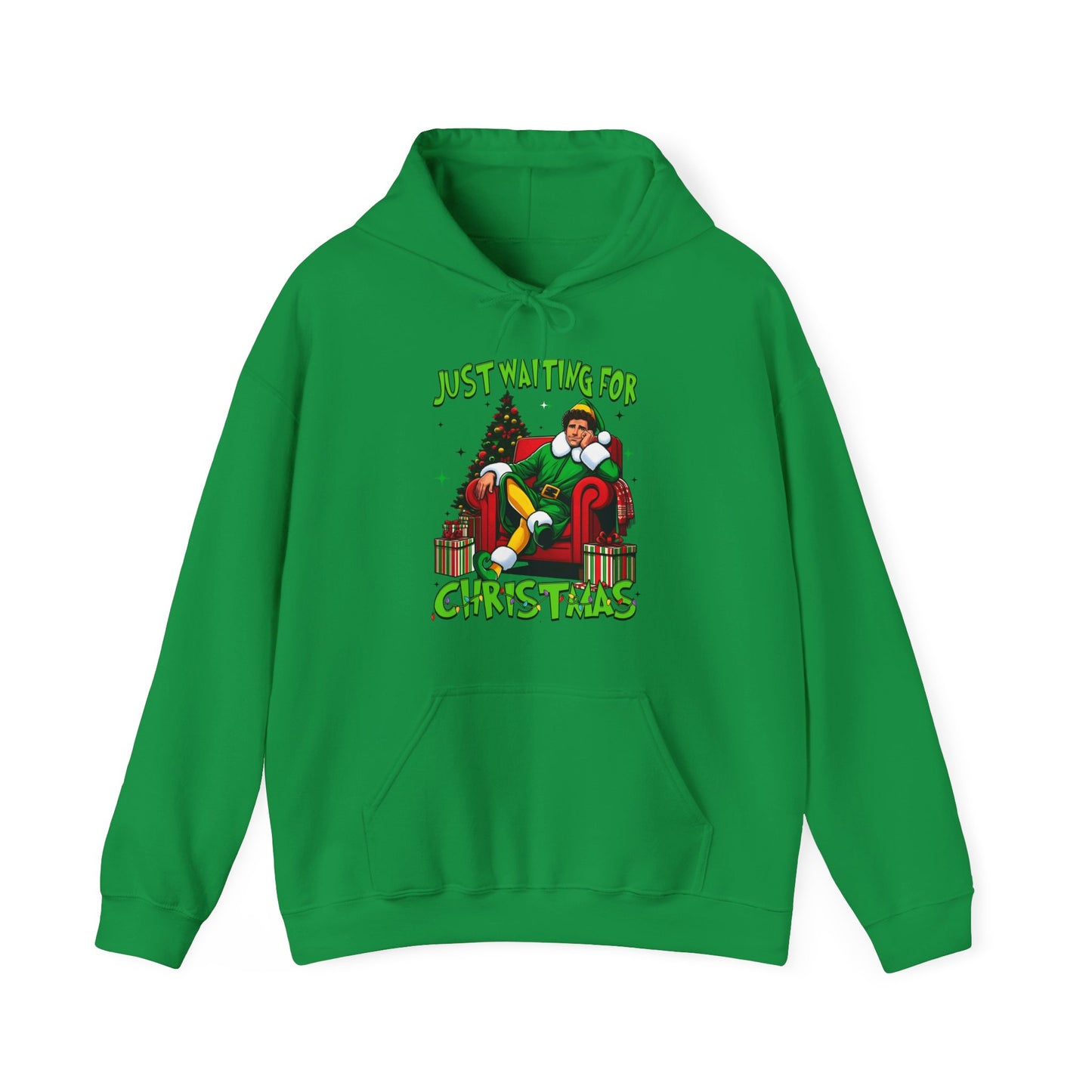 Christmas Vibes Unisex Heavy Blend™ Hooded Sweatshirt - Just Waiting for Christmas Design