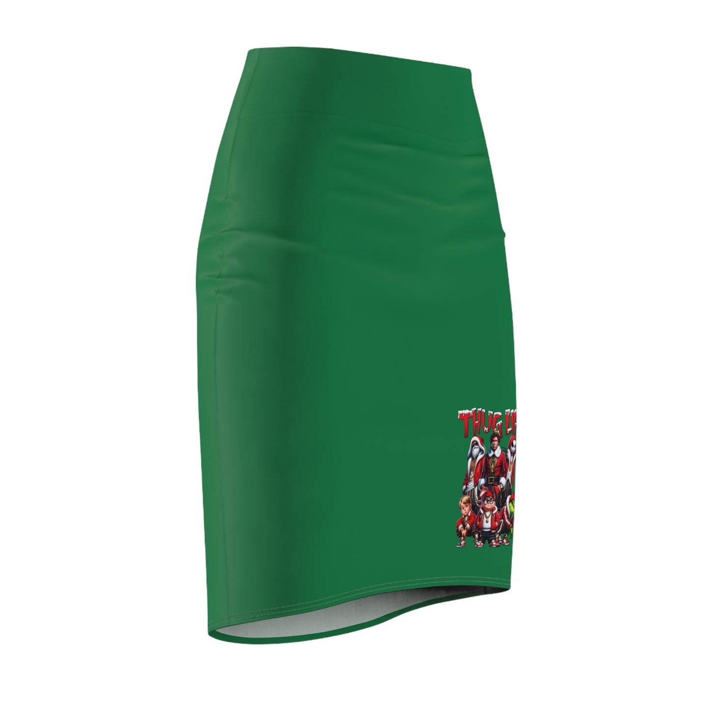 Thug Life Women's Pencil Skirt - Stylish Green Skirt for Bold Fashion Statements