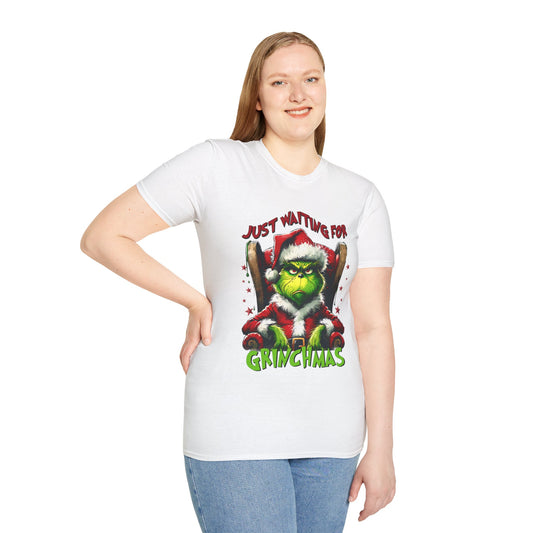 Grinch Waiting for Christmas Unisex T-Shirt - Festive Holiday Apparel