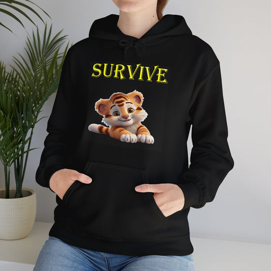 Princess Grace  Survive Tiger Graphic Unisex Hoodie  Cozy Cat Lover's Sweatshirt