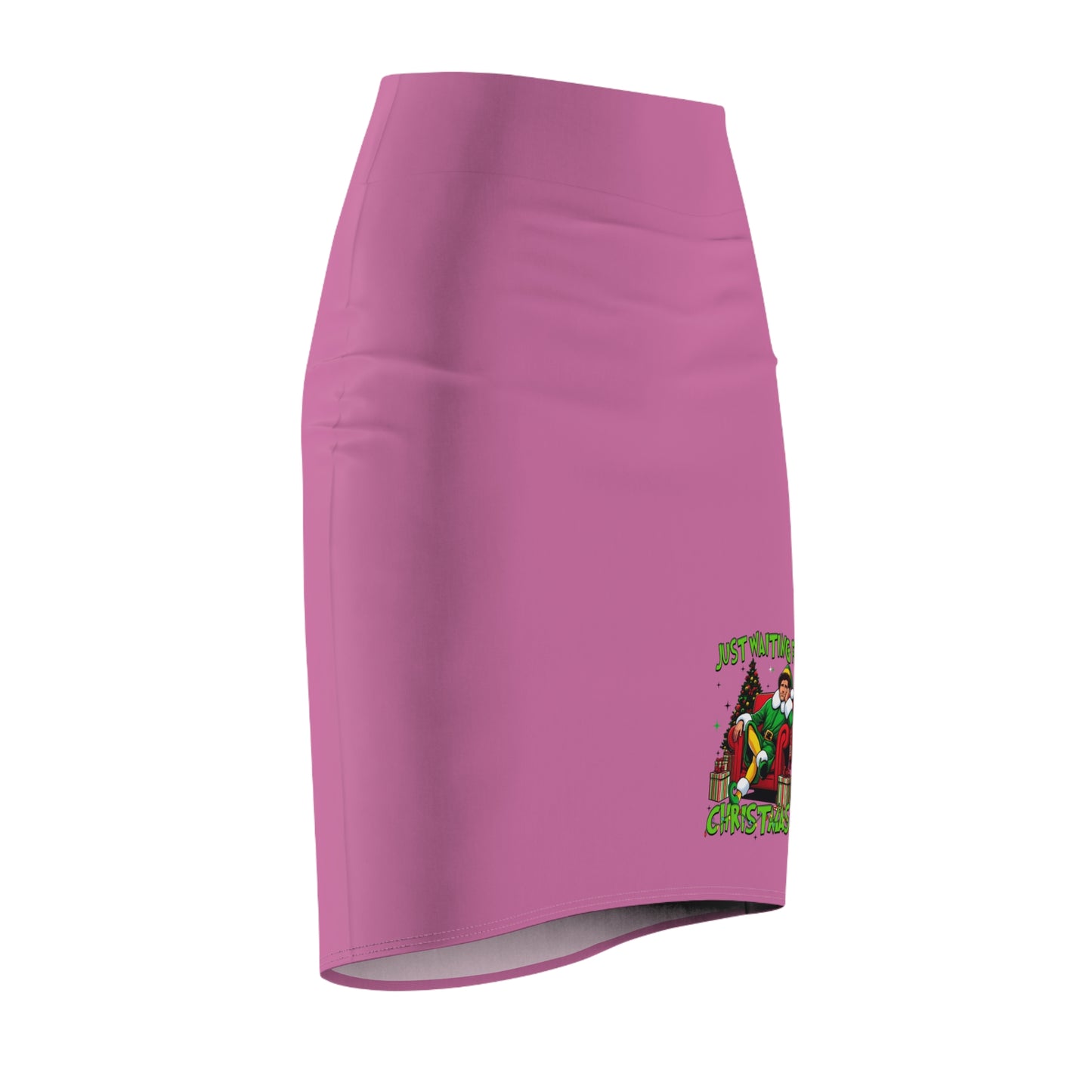 Festive Women's Pencil Skirt - "Just Waiting for Christmas" Design