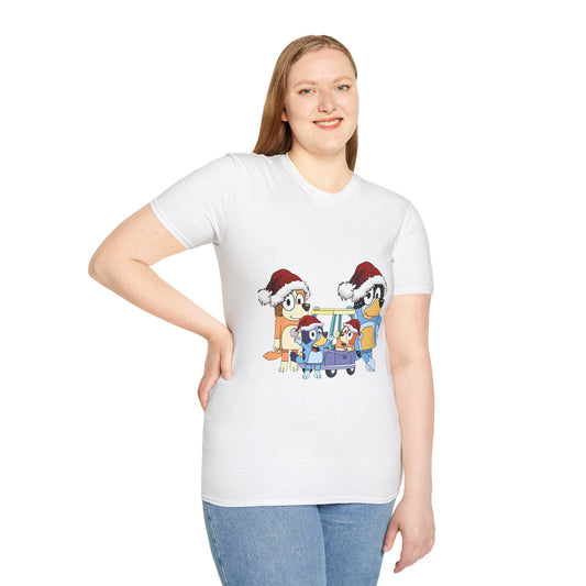 Festive Family Cartoon T-Shirt - Green Christmas Design