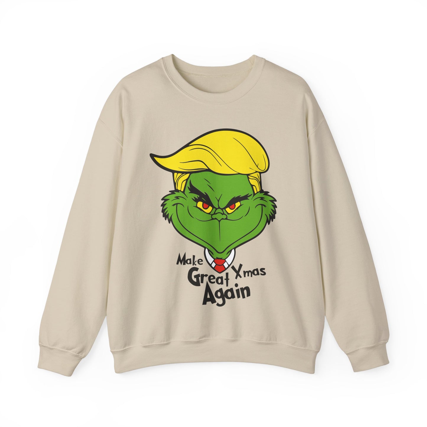 Funny Grinch Christmas Sweatshirt - Unisex Heavy Blend™ Crewneck with "Make Christmas Great Again" Design