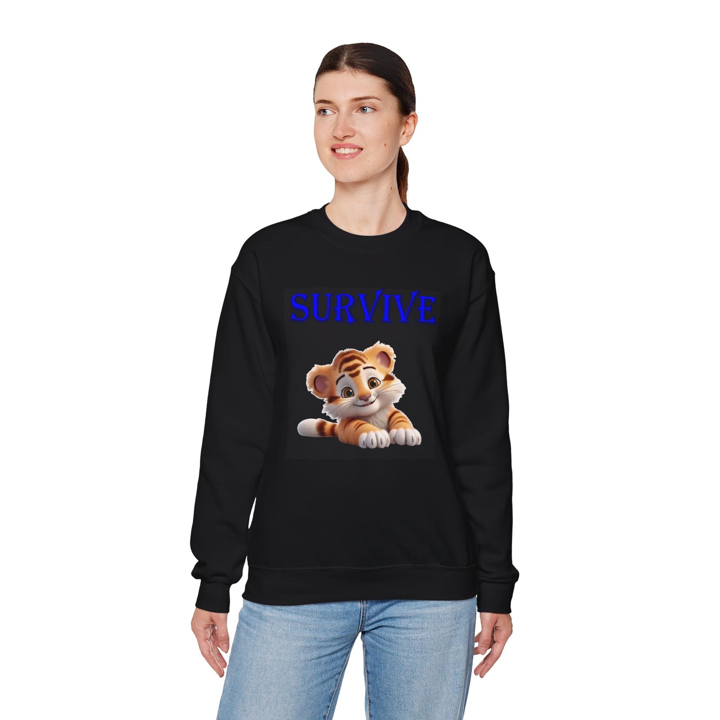 Princess Grace  Survive Tiger Unisex Heavy Blend™ Crewneck Sweatshirt