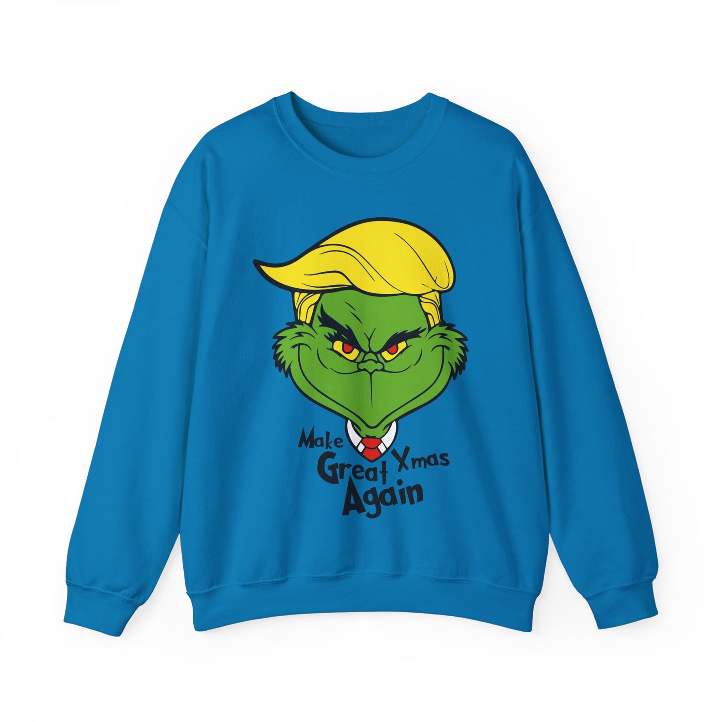 Funny Grinch Christmas Sweatshirt - Unisex Heavy Blend™ Crewneck with "Make Christmas Great Again" Design