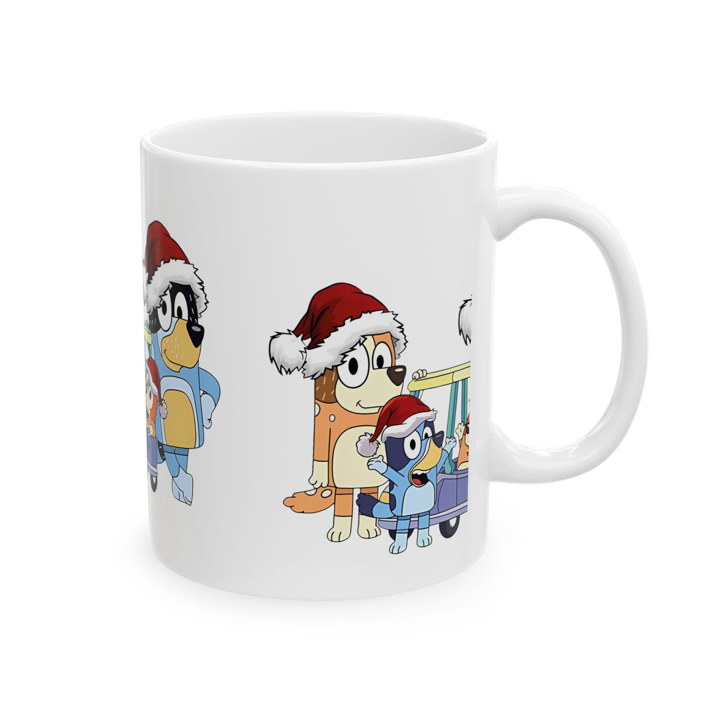 Princess Grace Festive Dog Family Ceramic Mug - 11oz/15oz Christmas Coffee Cup