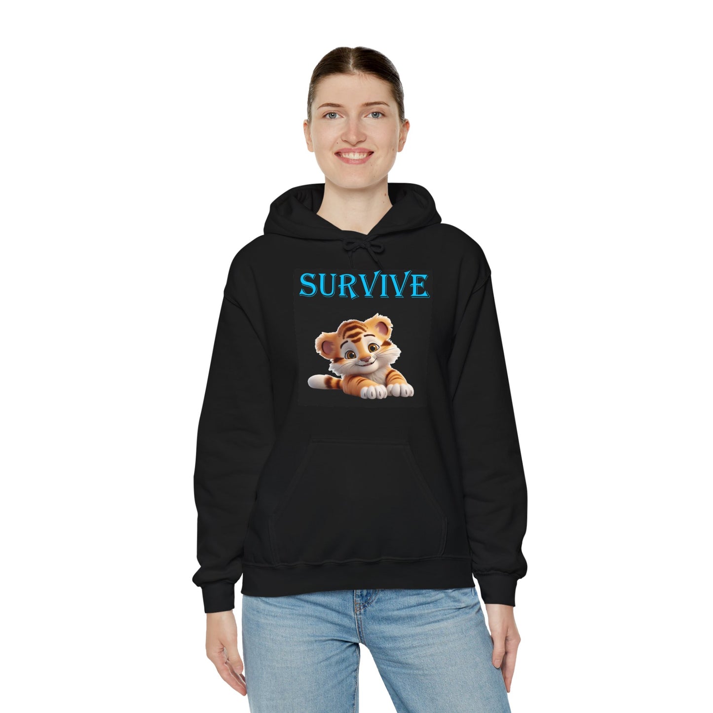 Princess Grace  Survive Plush Tiger Unisex Hoodie  Cute Animal Lover Sweatshirt for Cozy Comfort