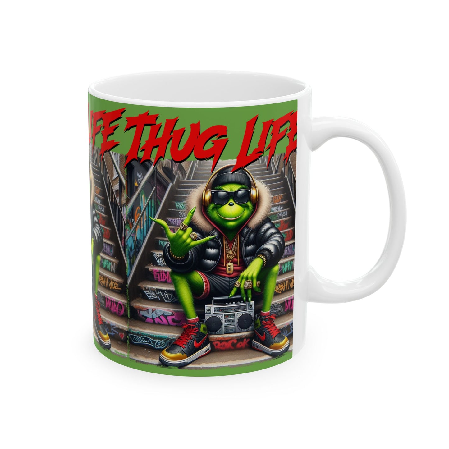 Princess Grace Thug Life Kermit Ceramic Mug - Cool Hip-Hop Style Coffee Cup