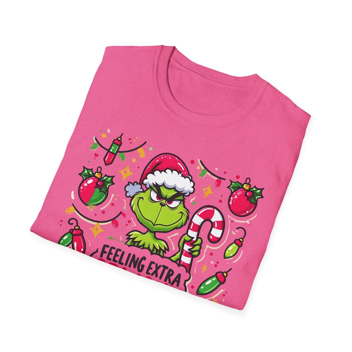 Princess Grace   Feeling Extra Grinchy Unisex Softstyle T-Shirt  Festive Holiday Tee