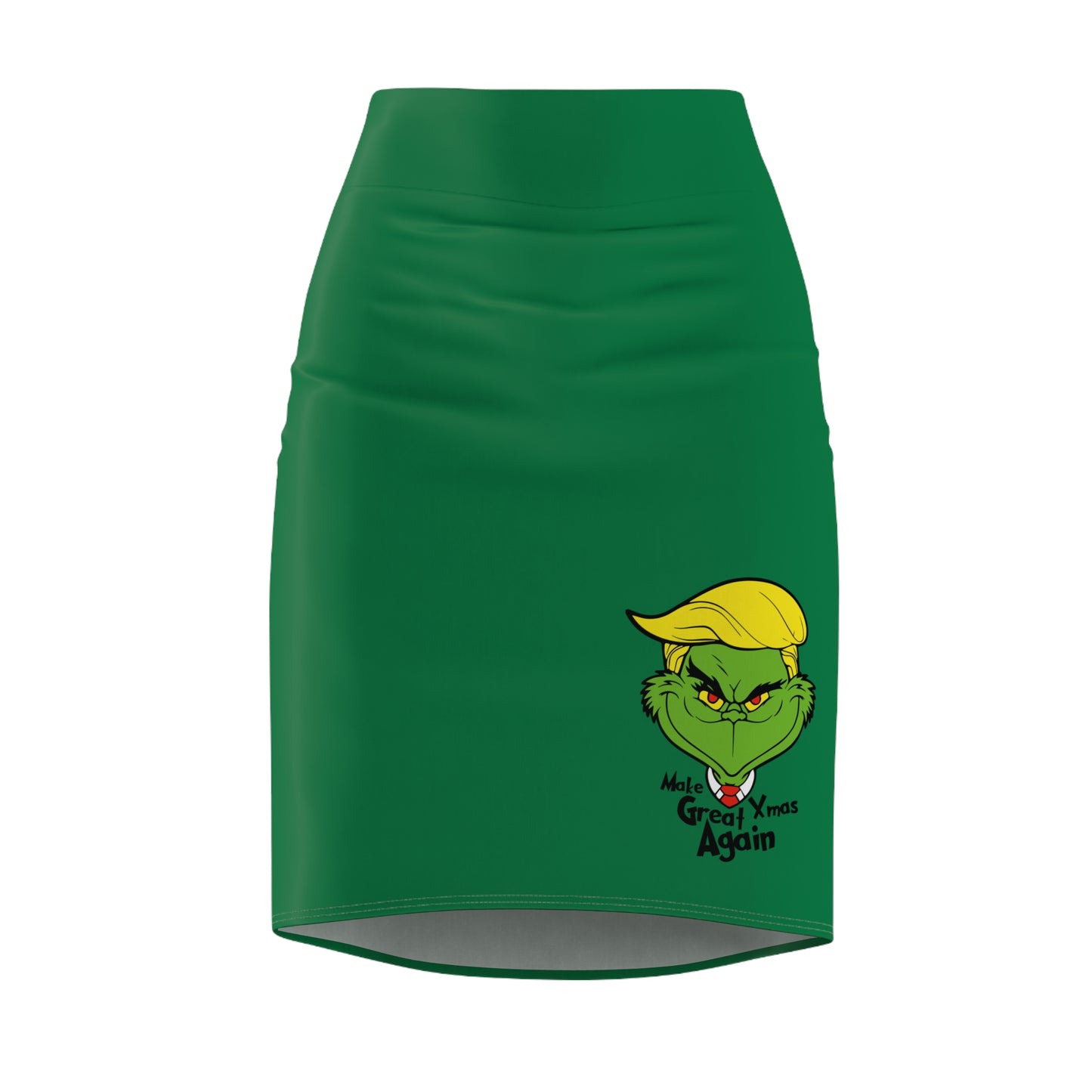 Grinch Inspired Women's Pencil Skirt - Holiday Chic with 'Make Christmas Great Again' Design