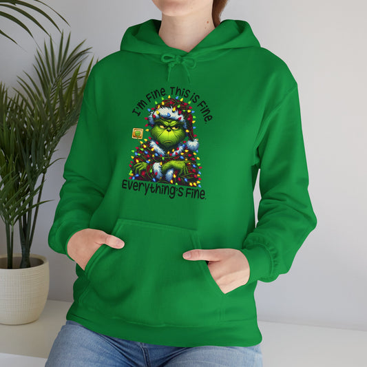 Princess Grace Grinch Holiday Hoodie - I'm Fine, This Is Fine Christmas Sweatshirt