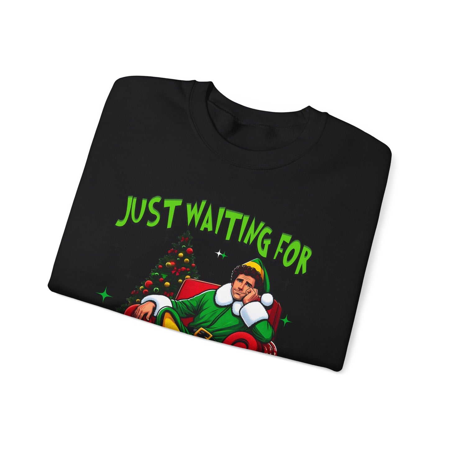 Just Waiting for Christmas Sweatshirt - Unisex Heavy Blend Crewneck for Holiday Cheer