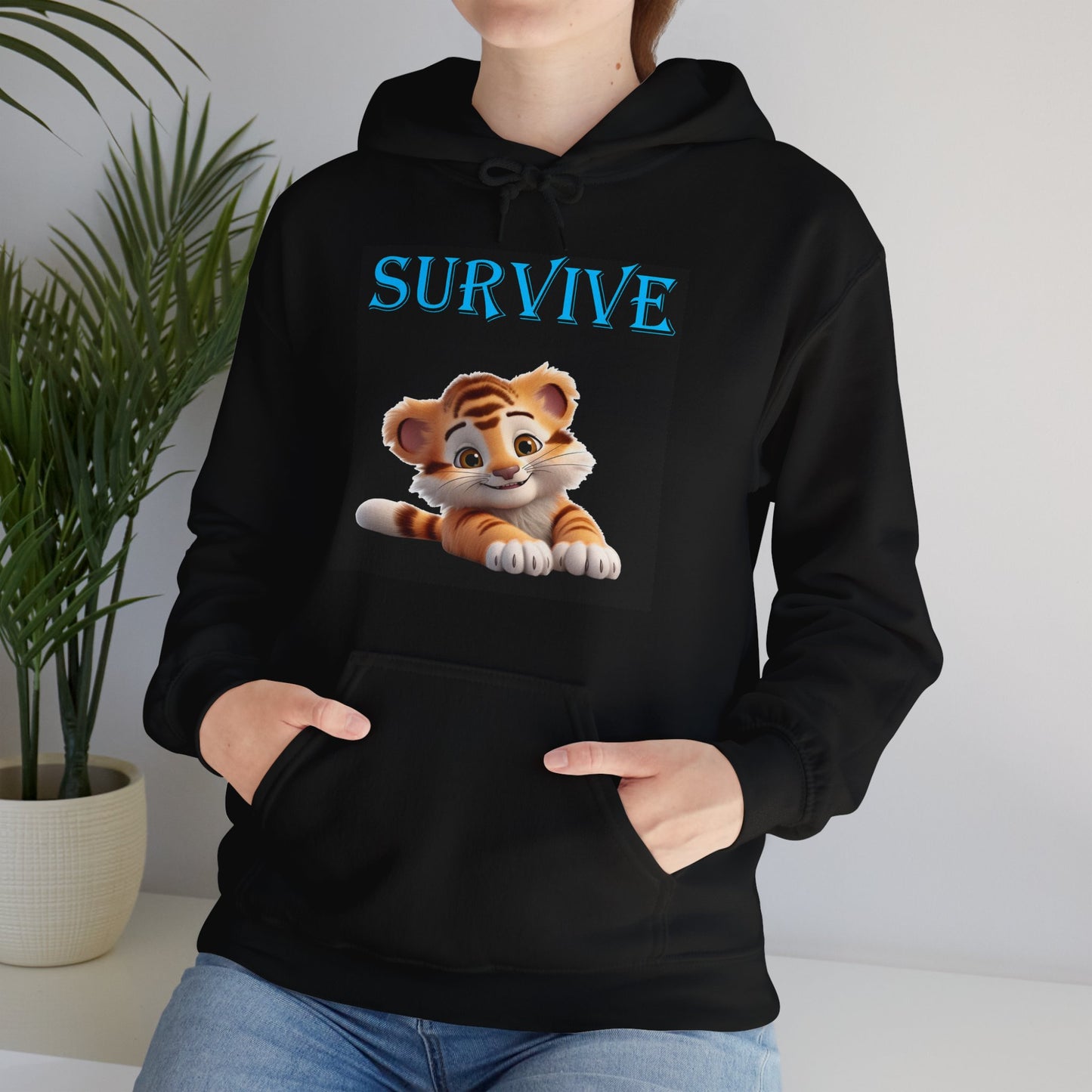 Princess Grace  Survive Plush Tiger Unisex Hoodie  Cute Animal Lover Sweatshirt for Cozy Comfort