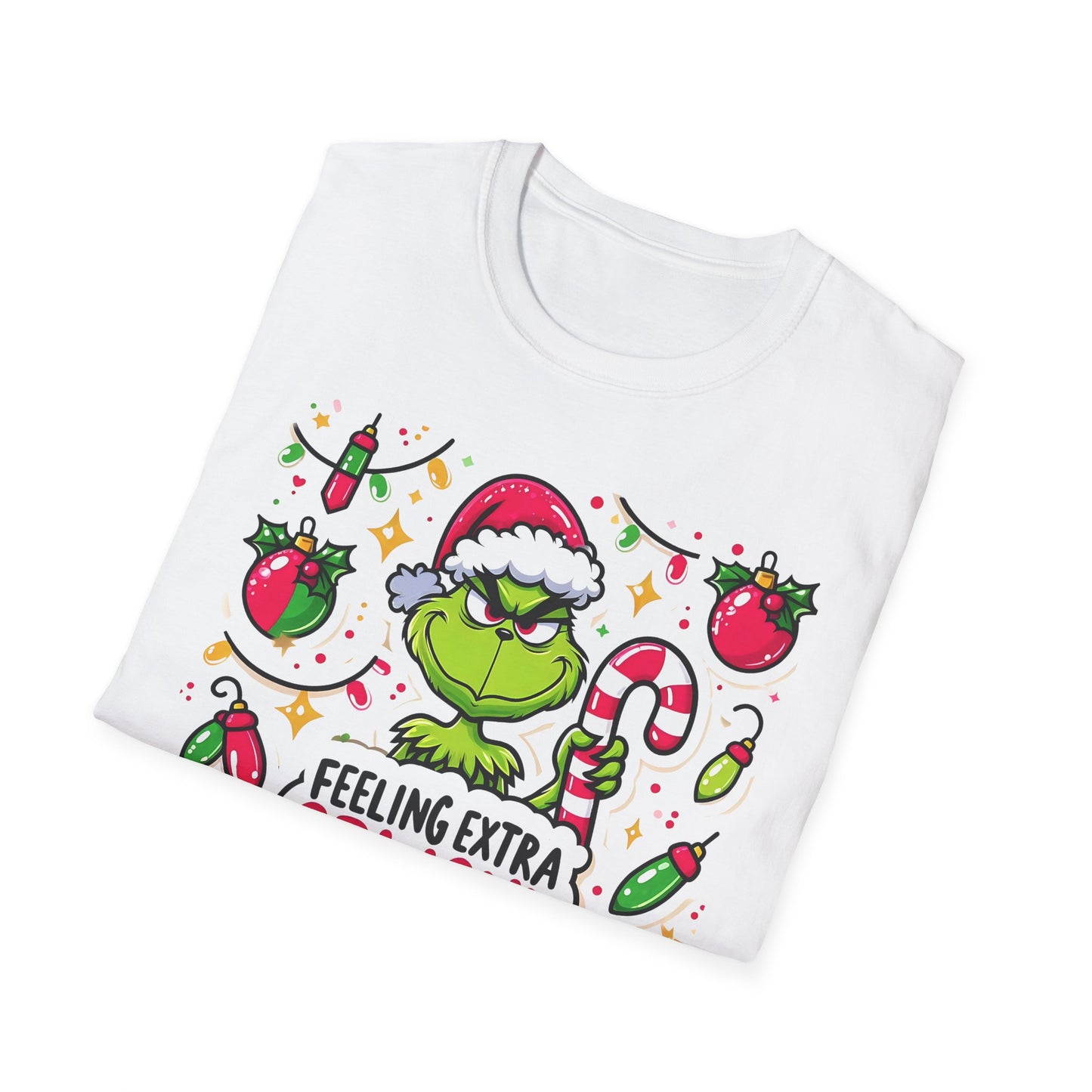 Princess Grace   Feeling Extra Grinchy Unisex Softstyle T-Shirt  Festive Holiday Tee