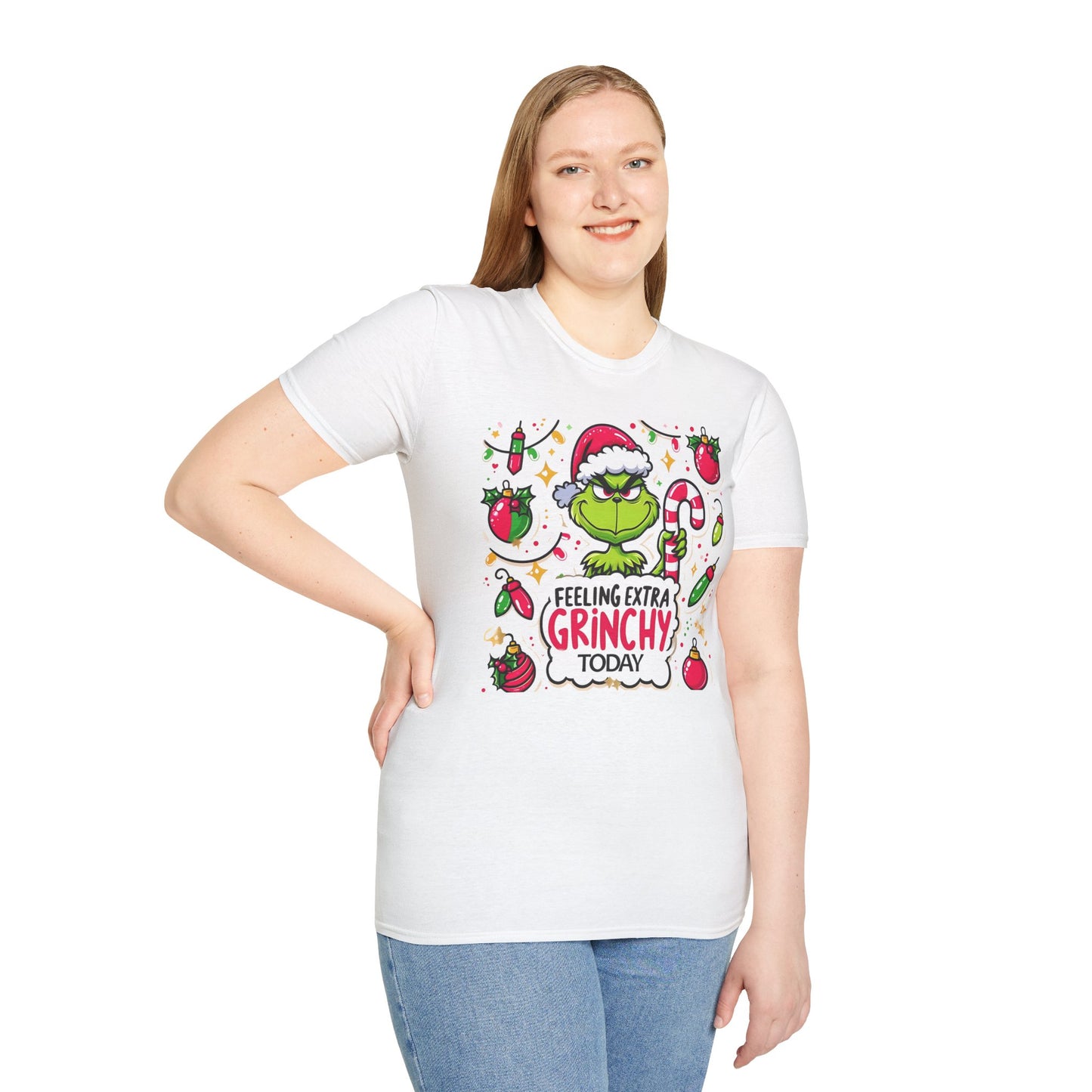 Princess Grace   Feeling Extra Grinchy Unisex Softstyle T-Shirt  Festive Holiday Tee