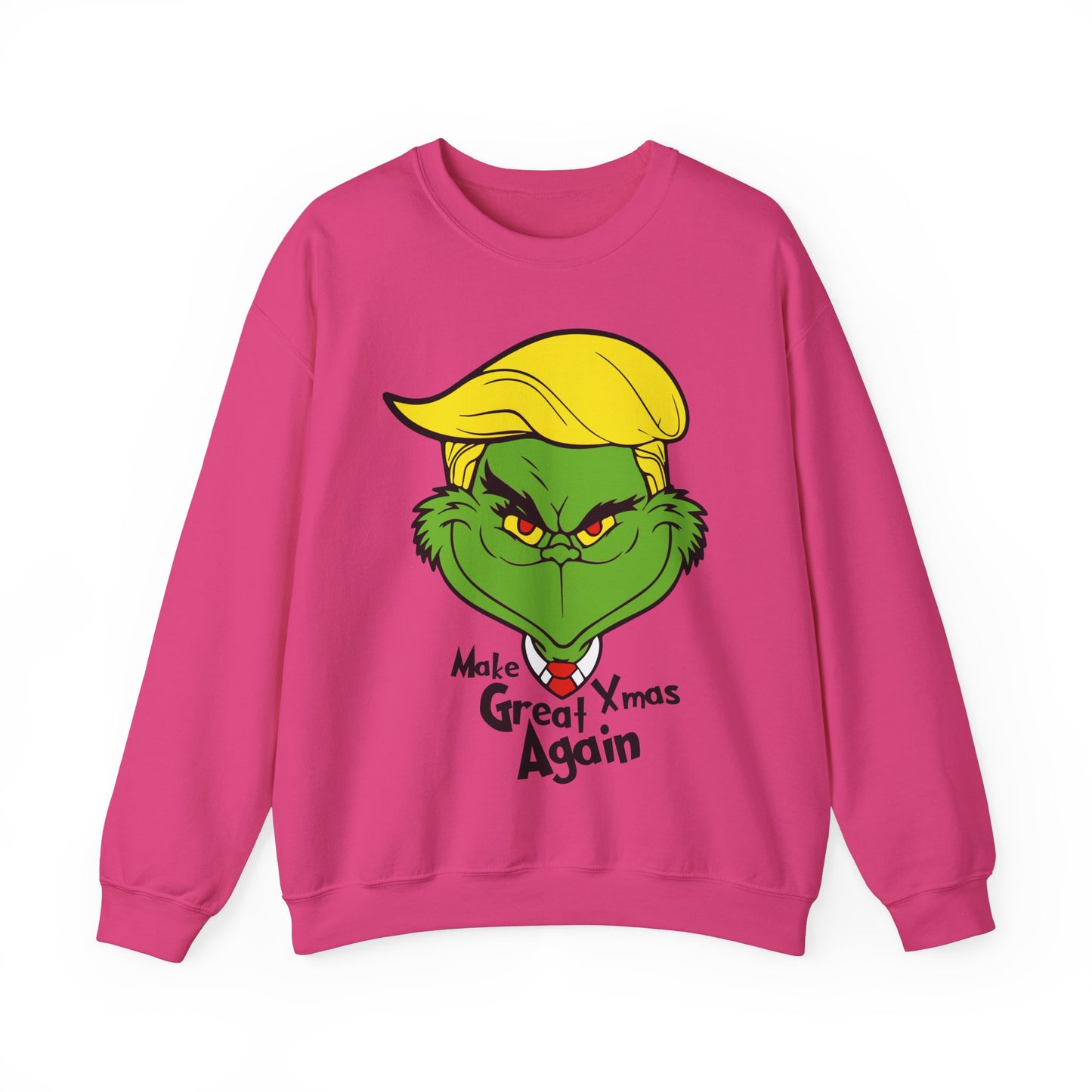 Funny Grinch Christmas Sweatshirt - Unisex Heavy Blend™ Crewneck with "Make Christmas Great Again" Design