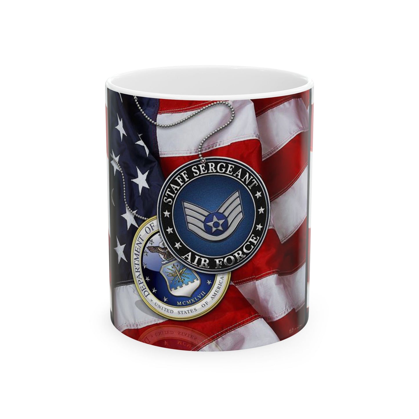 Princess Grace Patriotic Air Force Mug, Veteran Gift, Military Coffee Cup, Red White Blue Decor, Army Branch Appreciation