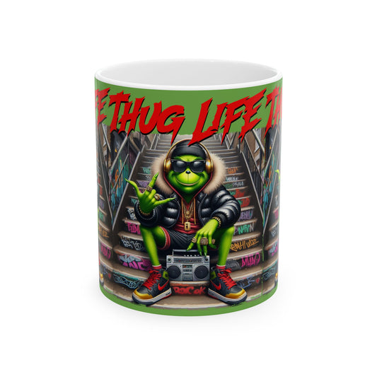 Princess Grace Thug Life Kermit Ceramic Mug - Cool Hip-Hop Style Coffee Cup