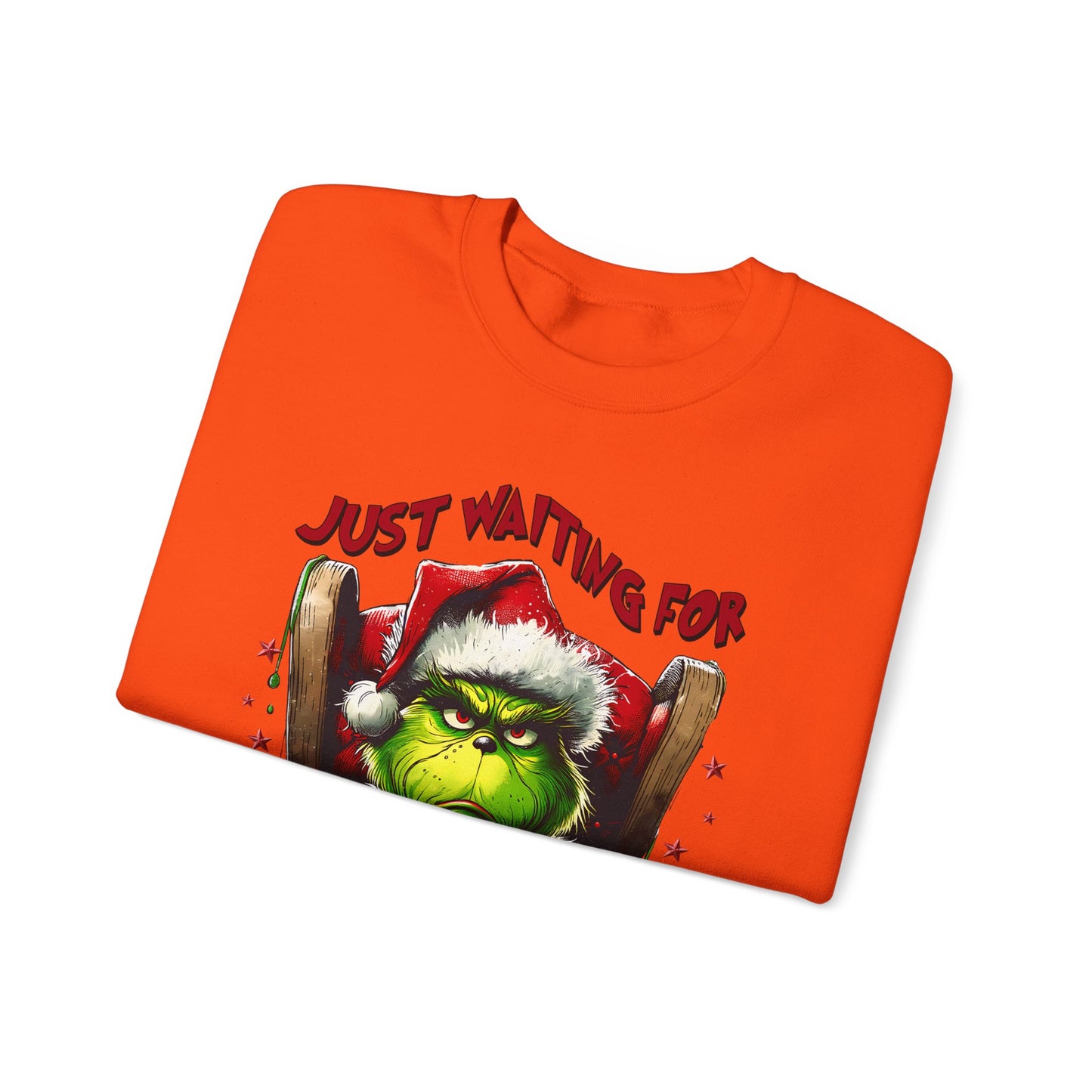 Funny Grinch Crewneck Sweatshirt - Just Waiting for Grinchmas - Unisex Heavy Blend