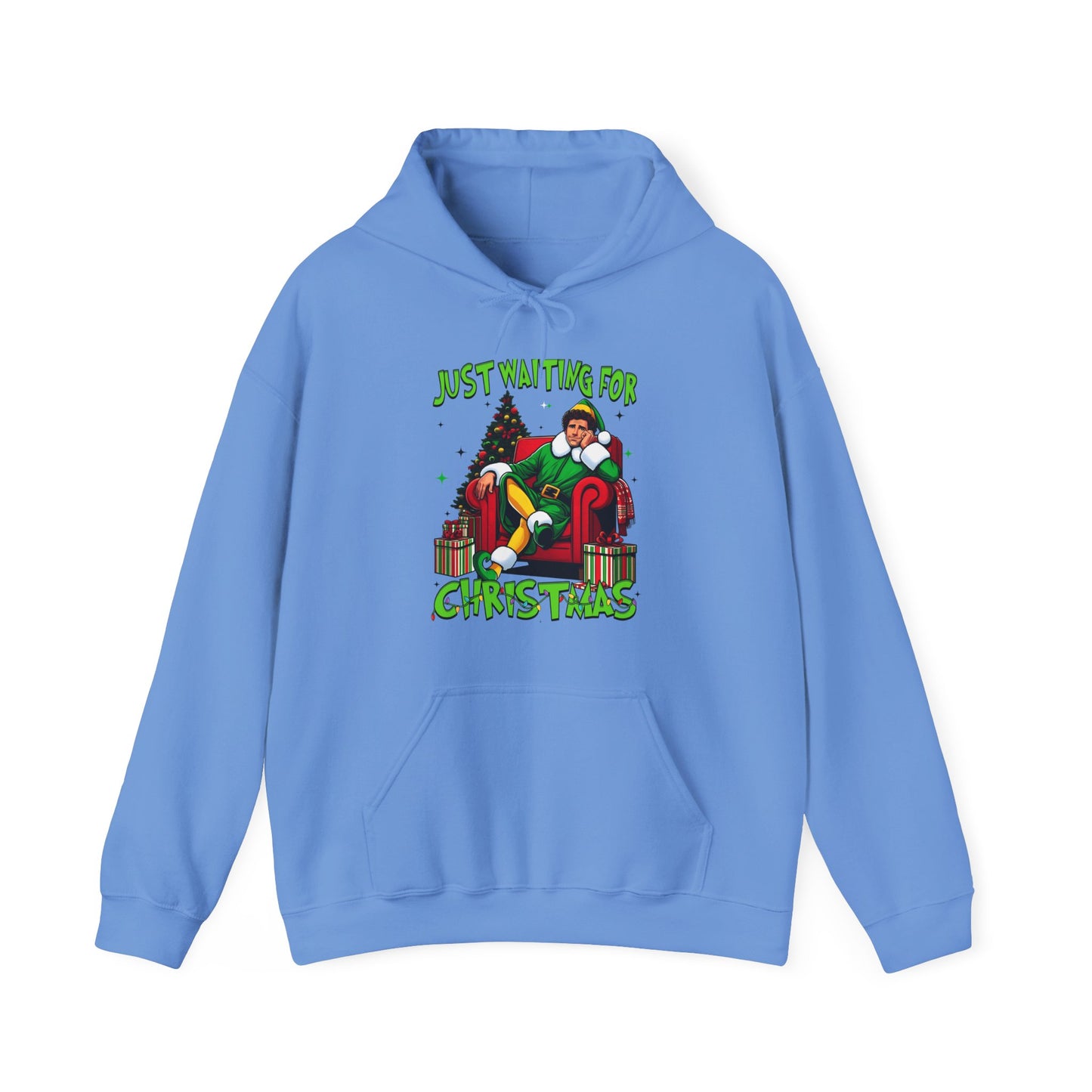 Christmas Vibes Unisex Heavy Blend™ Hooded Sweatshirt - Just Waiting for Christmas Design