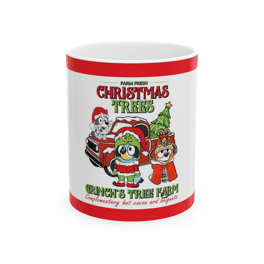 Princess Grace Holiday Christmas Mug - Grinch’s Tree Farm Design with Cute Characters