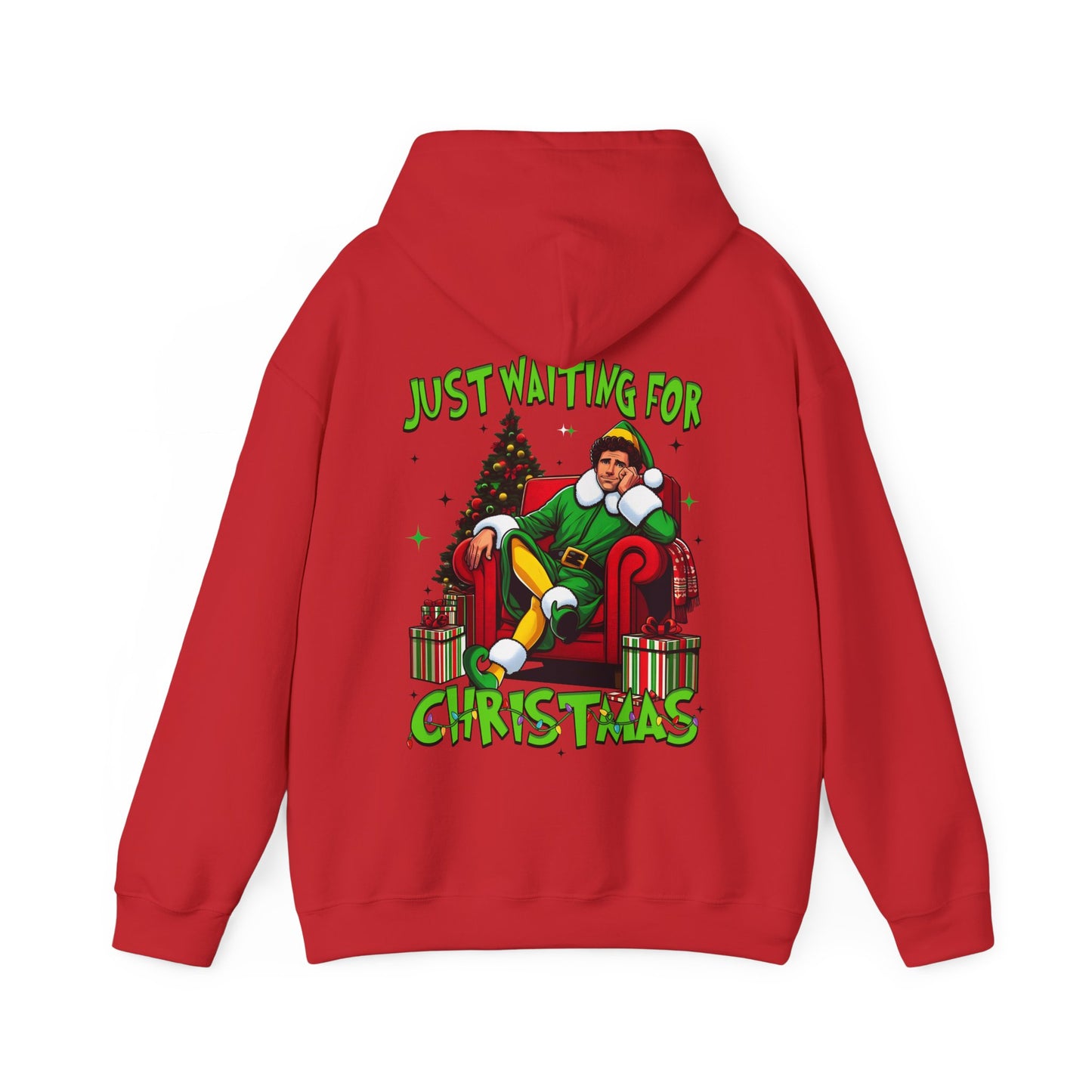 Christmas Vibes Unisex Heavy Blend™ Hooded Sweatshirt - Just Waiting for Christmas Design