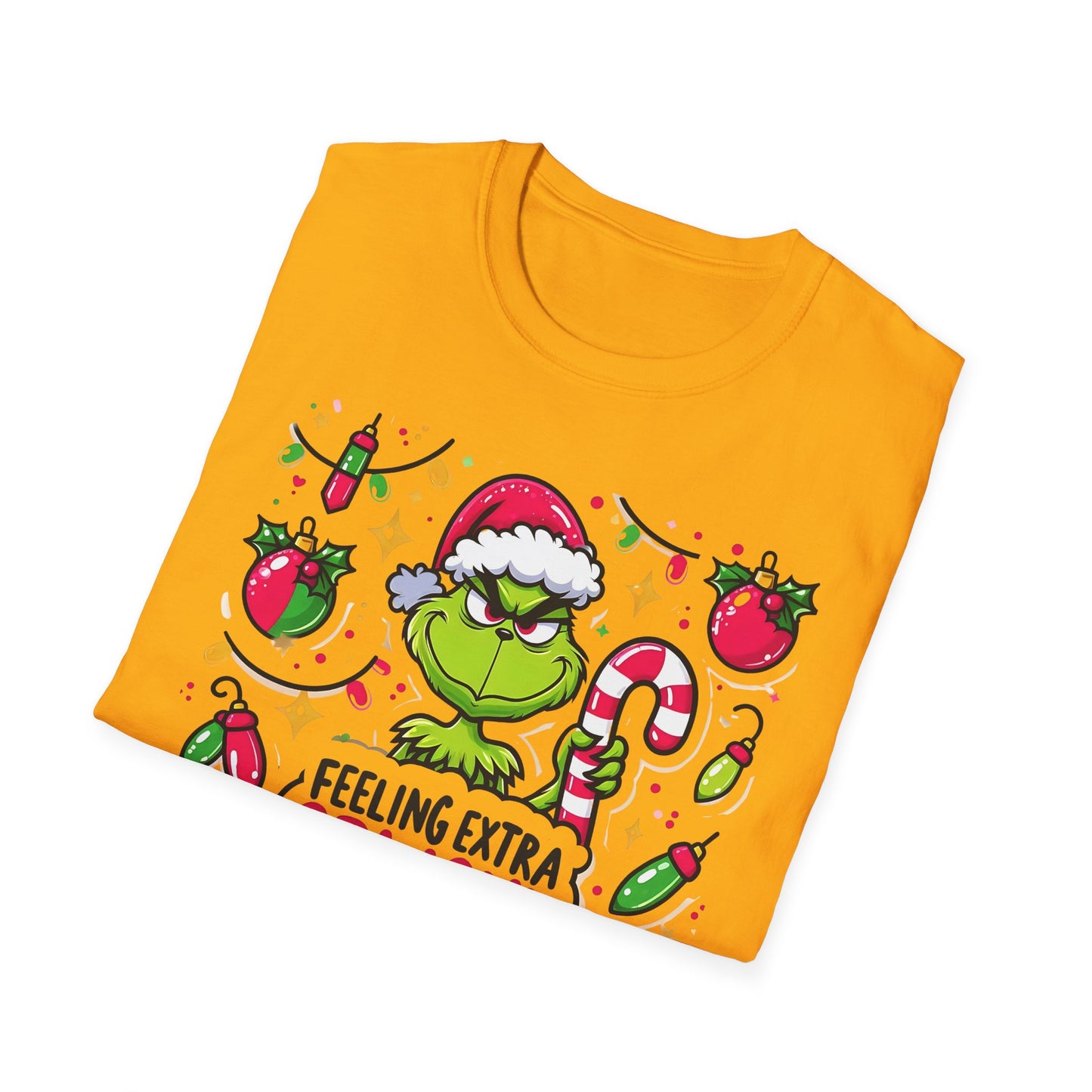 Princess Grace   Feeling Extra Grinchy Unisex Softstyle T-Shirt  Festive Holiday Tee