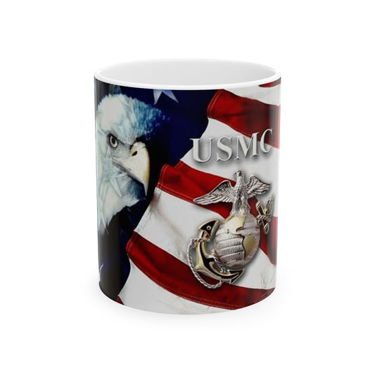 Princess Grace USMC Eagle and Flag Ceramic Mug, Military Gift, Coffee Cup, Veteran Appreciation, Patriotic Mug, 4th of July