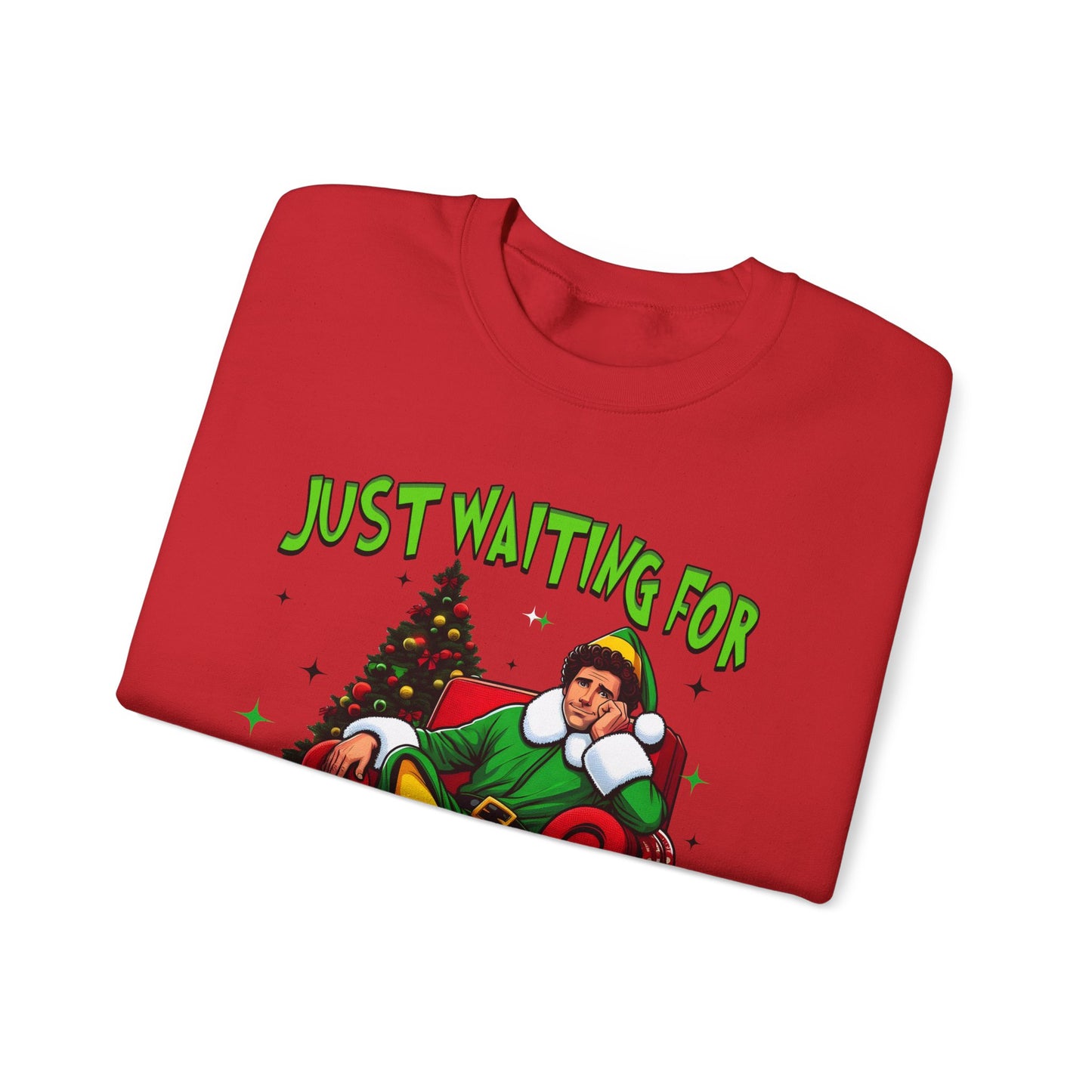 Just Waiting for Christmas Sweatshirt - Unisex Heavy Blend Crewneck for Holiday Cheer