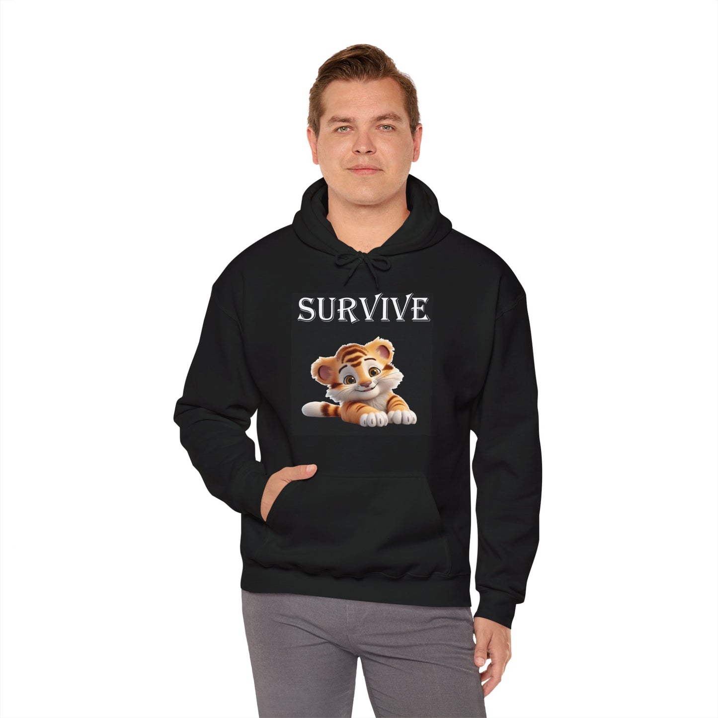 Princess Grace  Survive Tiger Hoodie - Unisex Heavy Blend™ Sweatshirt for Animal Lovers