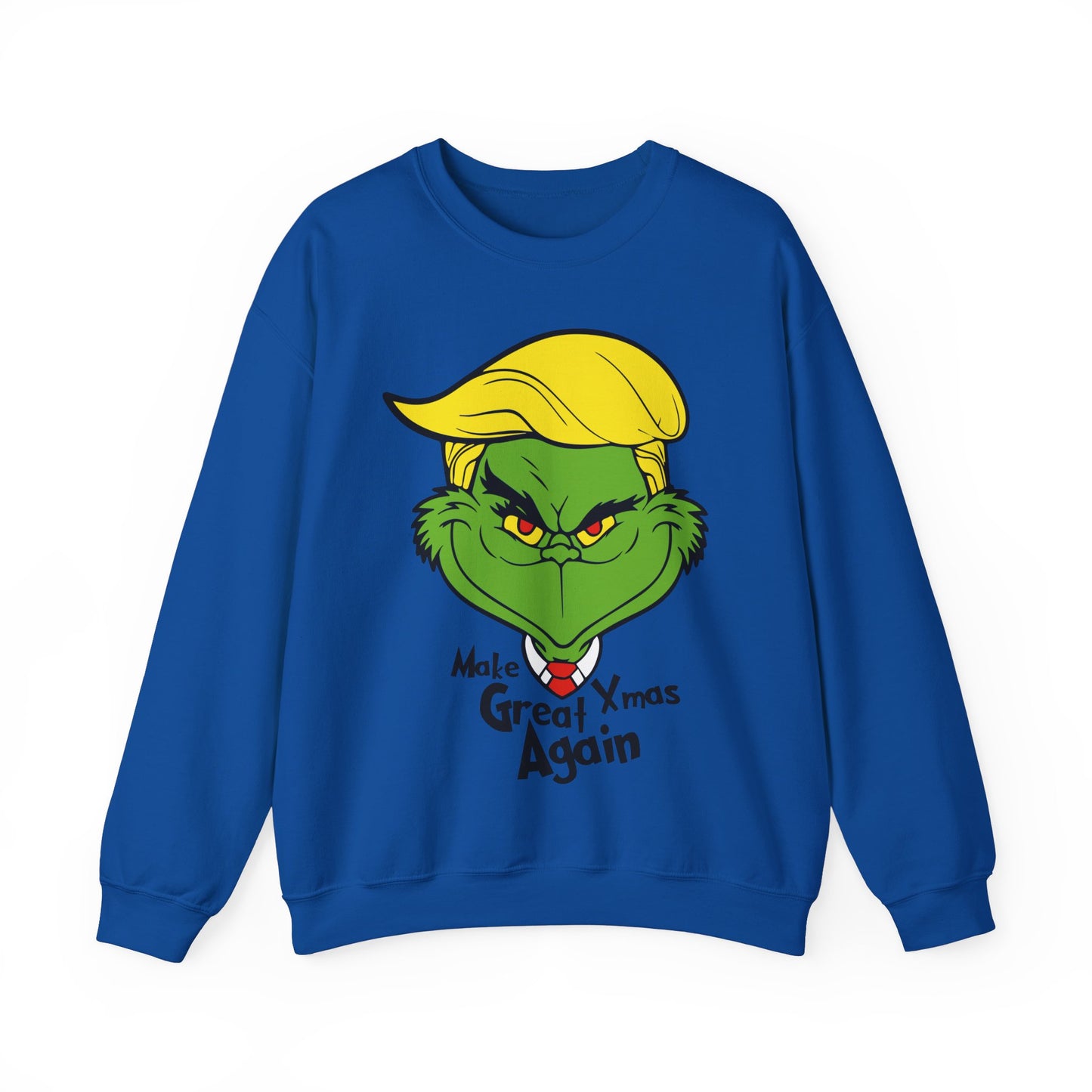 Funny Grinch Christmas Sweatshirt - Unisex Heavy Blend™ Crewneck with "Make Christmas Great Again" Design