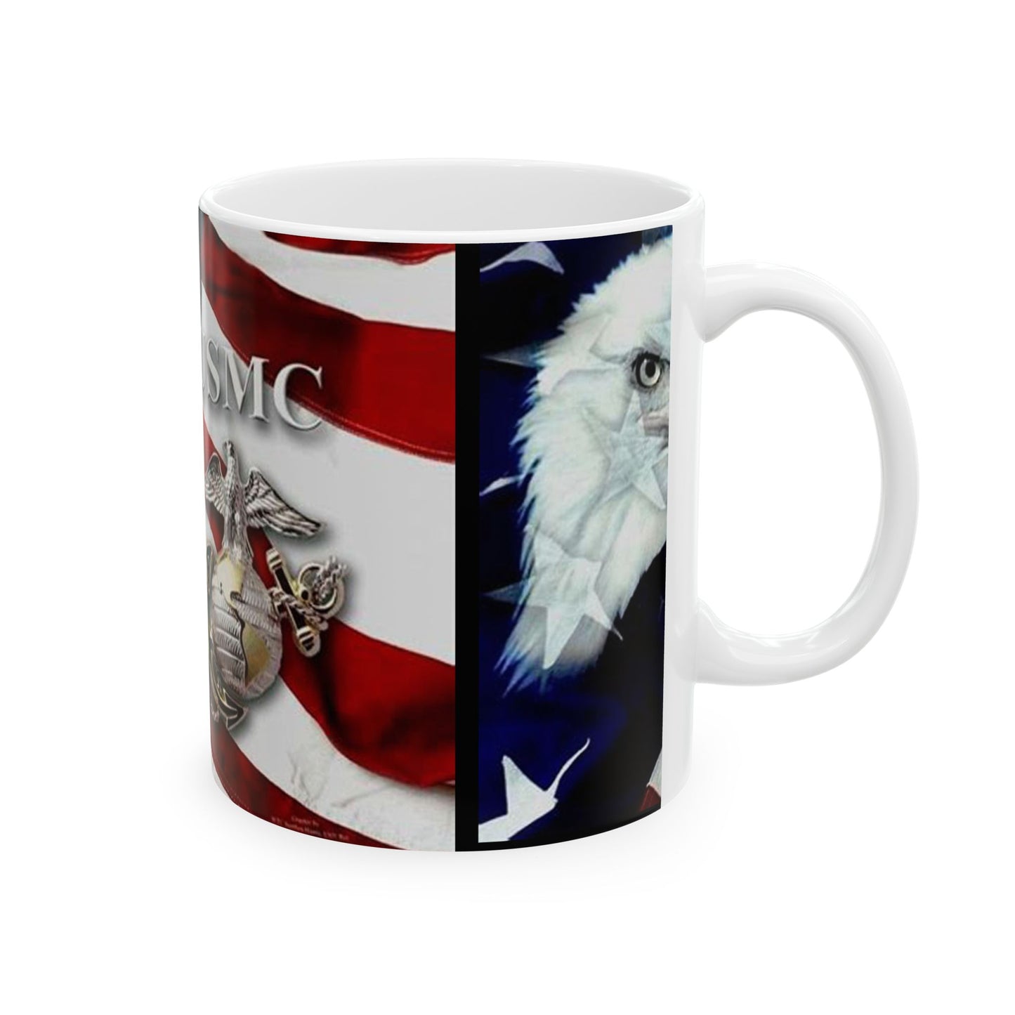 Princess Grace USMC Eagle and Flag Ceramic Mug, Military Gift, Coffee Cup, Veteran Appreciation, Patriotic Mug, 4th of July