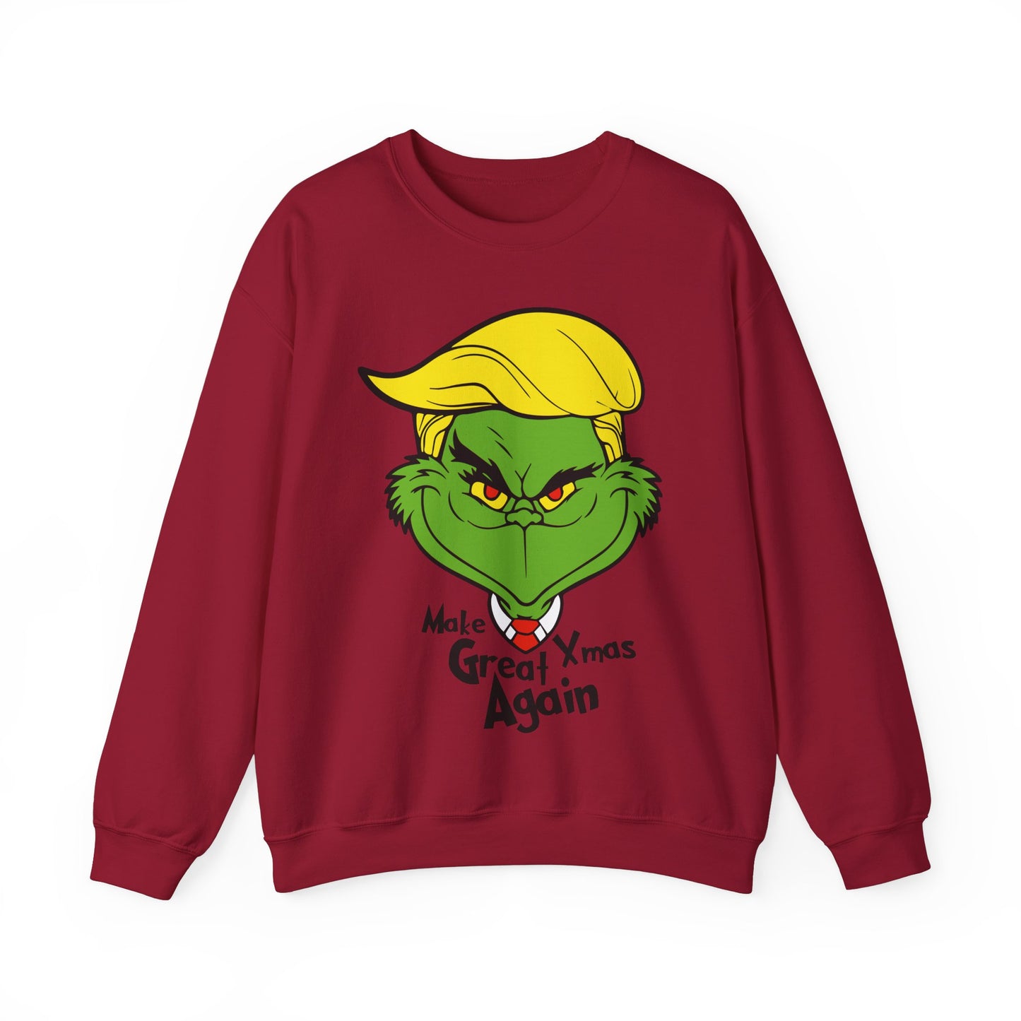 Funny Grinch Christmas Sweatshirt - Unisex Heavy Blend™ Crewneck with "Make Christmas Great Again" Design