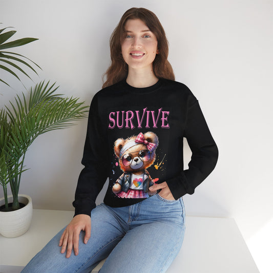 Princess Grace Survive Teddy Bear Sweatshirt - Unisex Heavy Blend™ Crewneck