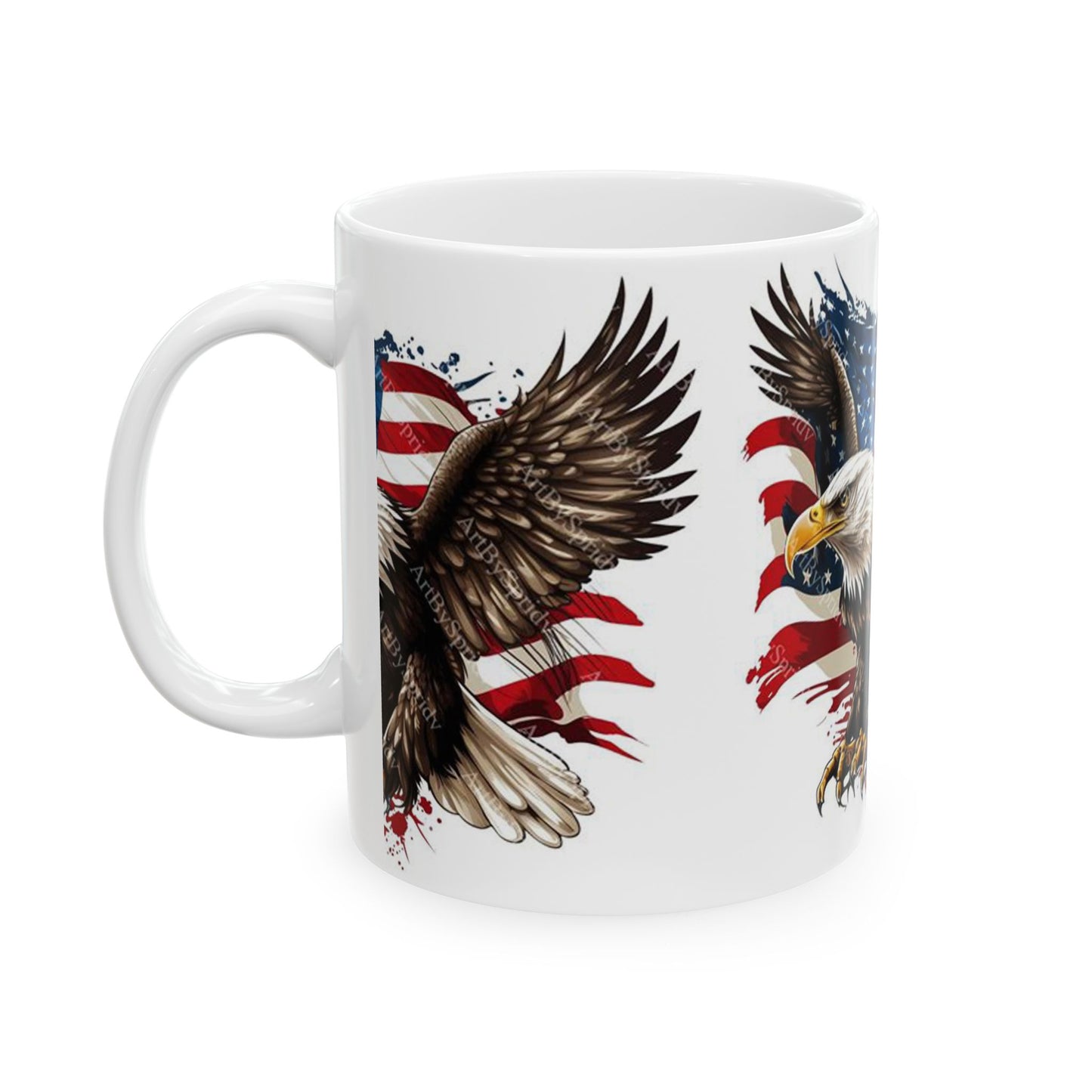 Princess Grace Patriotic Eagle Ceramic Mug, 4th of July Cup, American Flag  Eagle Lover Gift, Unique Veteran Mug, Independence Day