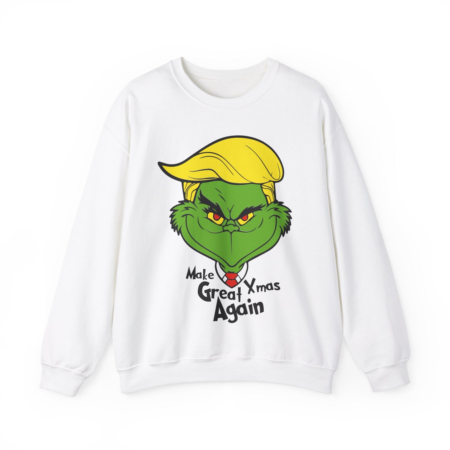 Funny Grinch Christmas Sweatshirt - Unisex Heavy Blend™ Crewneck with "Make Christmas Great Again" Design