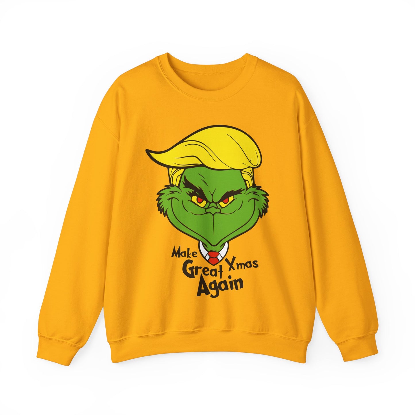 Funny Grinch Christmas Sweatshirt - Unisex Heavy Blend™ Crewneck with "Make Christmas Great Again" Design