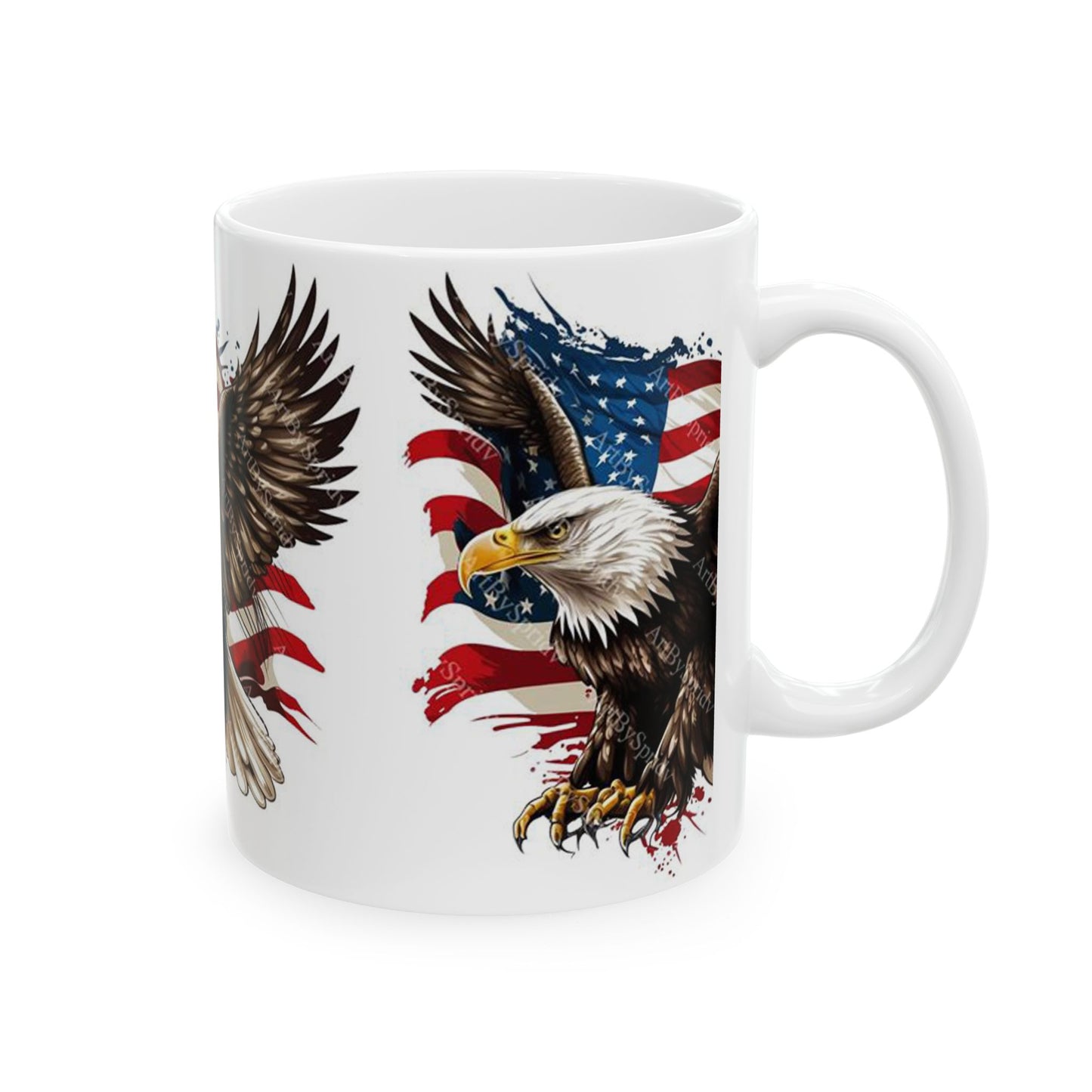 Princess Grace Patriotic Eagle Ceramic Mug, 4th of July Cup, American Flag  Eagle Lover Gift, Unique Veteran Mug, Independence Day