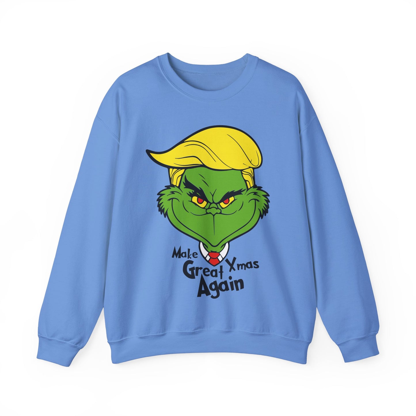 Funny Grinch Christmas Sweatshirt - Unisex Heavy Blend™ Crewneck with "Make Christmas Great Again" Design