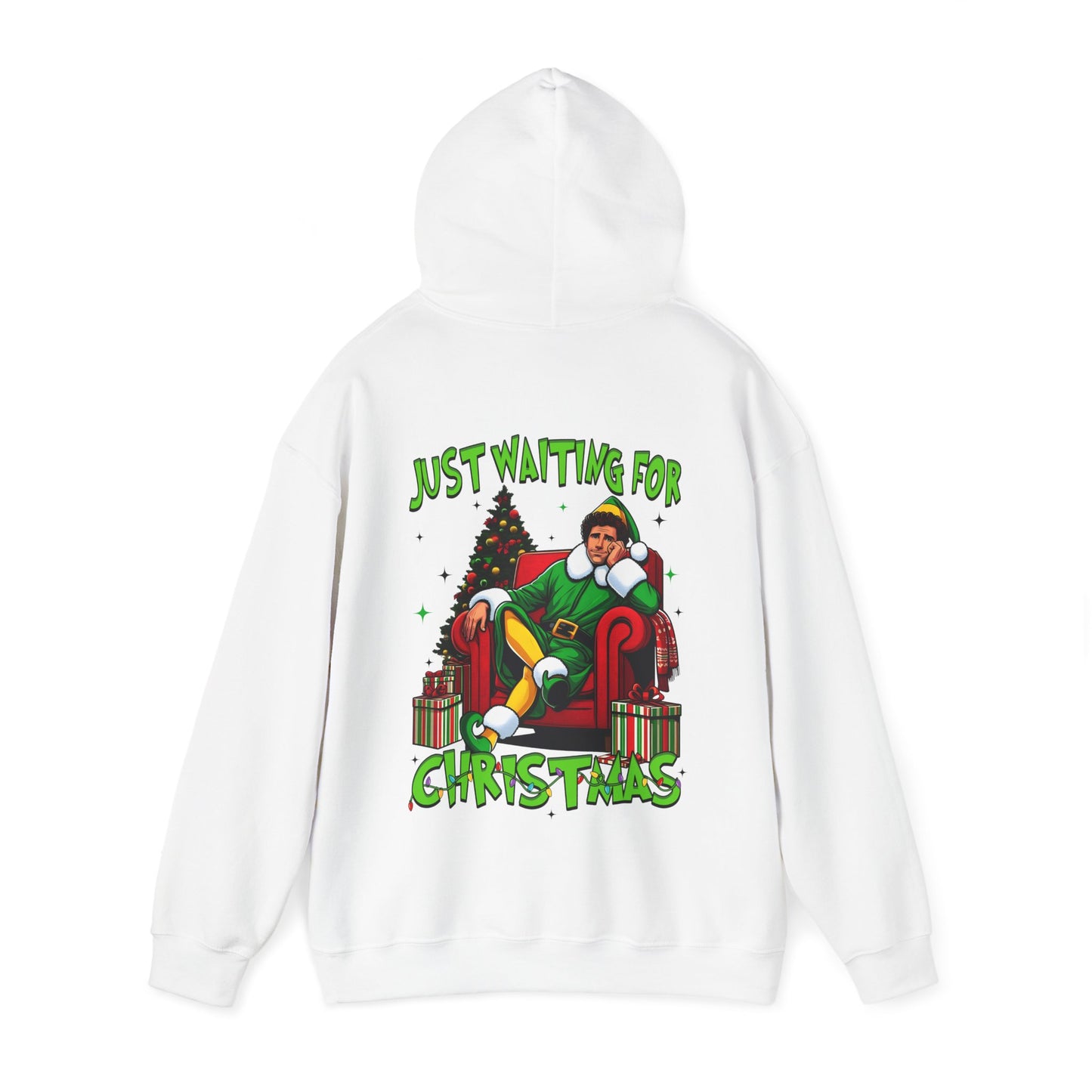 Christmas Vibes Unisex Heavy Blend™ Hooded Sweatshirt - Just Waiting for Christmas Design