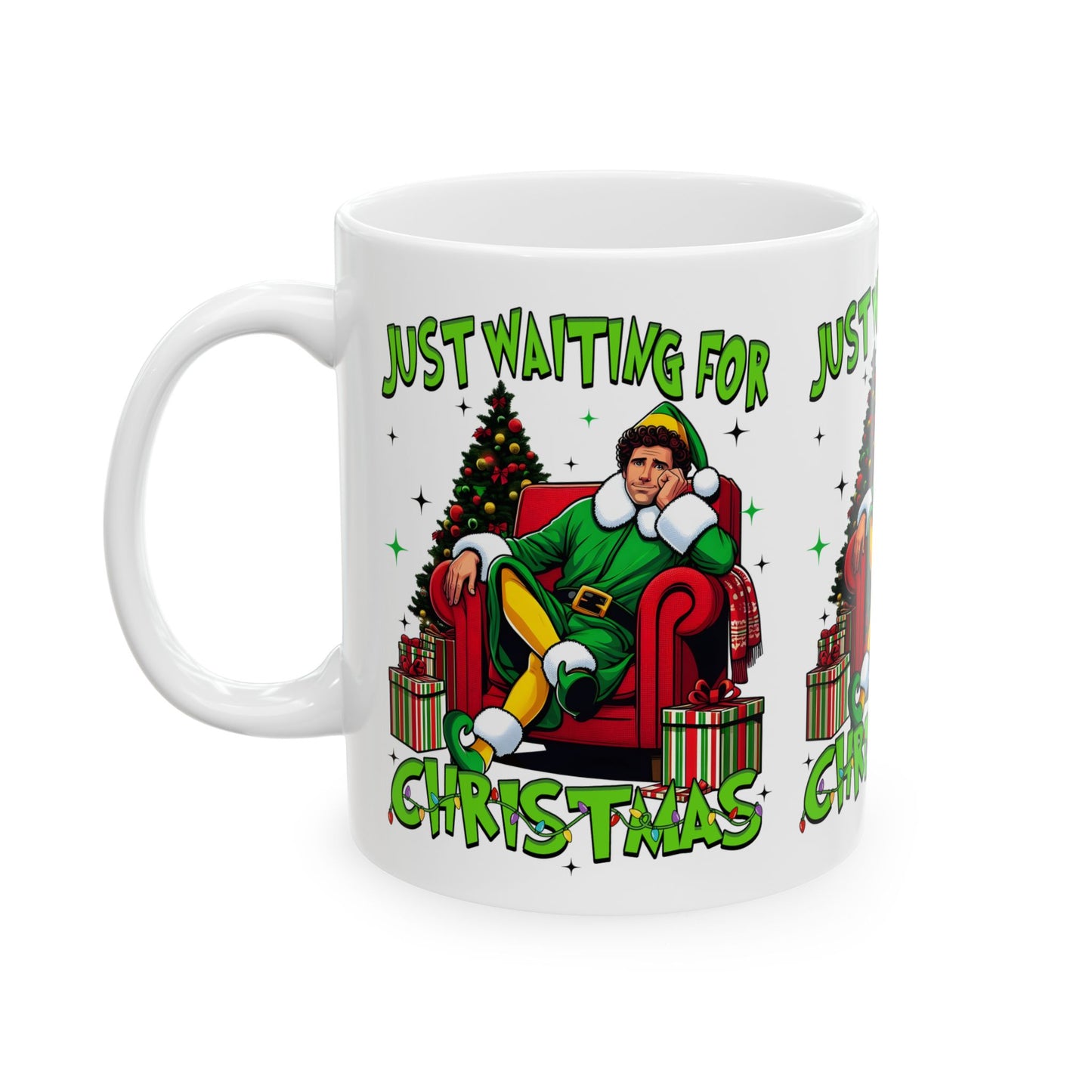 Princess Grace Funny Christmas Ceramic Mug - 'Just Waiting for Christmas'