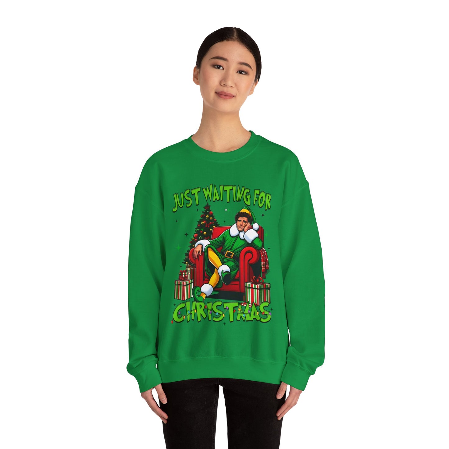 Just Waiting for Christmas Sweatshirt - Unisex Heavy Blend Crewneck for Holiday Cheer