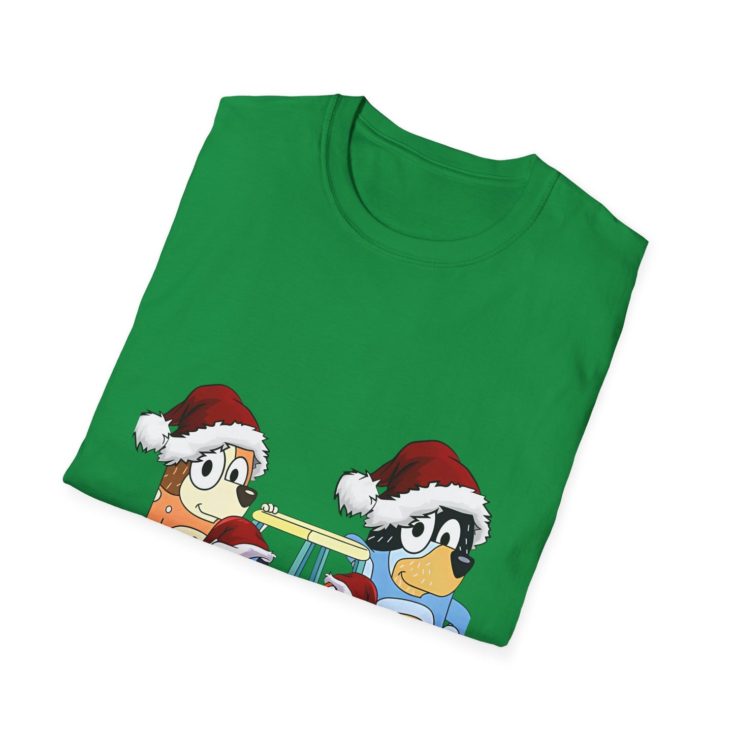 Festive Family Cartoon T-Shirt - Green Christmas Design